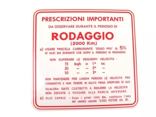 Inrij-instructies -OEM KWALITEIT- Vespa Italiaans 3 versnellingen, mengverhouding 5% - Rood