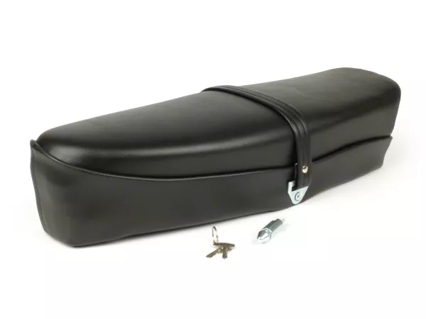Zitbank -OEM KWALITEIT- Vespa ET3 - met slot - met Piaggio belettering - zwart - ook geschikt voor V50, 50N, V90, PV125