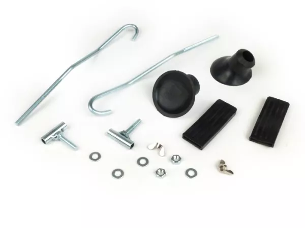 Repair set for rack foldable front -MOTO NOSTRA- Vespa Smallframe V50, PV125, ET3, Vespa Largeframe Rally180, Rally200, Sprint150, TS125, GT125, GTR125 - silver