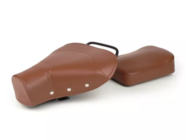 Kit selle / pouf -QUALITÉ OEM- Vespa VNB6T, Super, GT125 (VNL2T), GTR125 (VNL2T), TS125 (VNL3T), Sprint150 (VLB1T), Sprint Veloce, Rally180 (VSD1T), Rally200 (VSE1T), PX - brun