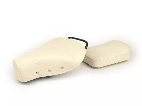 Saddle set -OEM QUALITY- Vespa VNB6T, Super, GT125 (VNL2T), GTR125 (VNL2T), TS125 (VNL3T), Sprint150 (VLB1T), Sprint Veloce, Rally180 (VSD1T), Rally200 (VSE1T), PX - creme