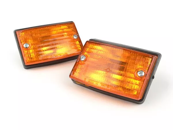 Pair of indicators -BOSATTA- Vespa PK50 S, PK80 S, PK125 S front - amber