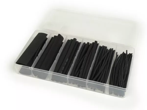 Krimpkous set -BWM 100 stuks- zwart - Ø=1,5mm, 2,5mm, 4,0mm, 6,0mm, 10mm, 13mm