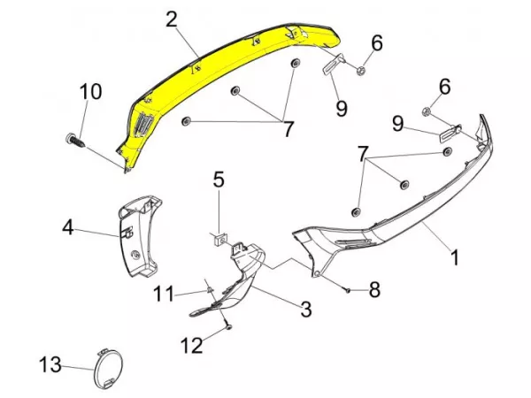 Revestimiento lateral derecho -PIAGGIO- Vespa GT, GTL - sin pintar