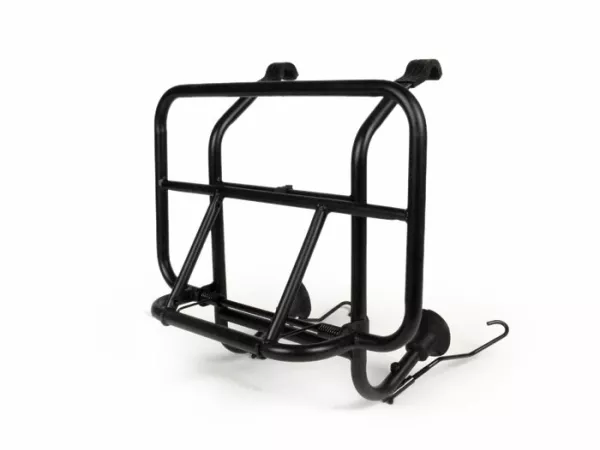 Front rack, fold down -MOTO NOSTRA- Vespa Smallframe V50, PV125, ET3, PK S, PK XL, PK XL2 Largeframe Rally180/200, Sprint150, TS125, GT125, GTR125, PX80, PX125, PX150, PX200 - black