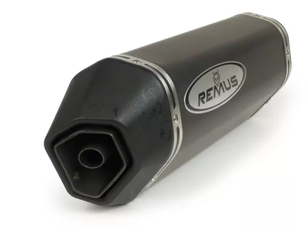 Silenciador trasero -REMUS- Ø=55mm - Vespa GTL 125 (Euro 3), GTS 125 (Euro 3), GTV 125 (Euro 3) - acero inoxidable negro