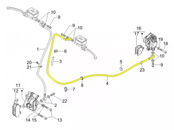 Achterremleiding -PIAGGIO- Vespa GT 125 (ZAPM311), GT 200 (ZAPM312), GT L 125 (ZAPM311), GT L 200 (ZAPM312), GTS 125 (ZAPM313)