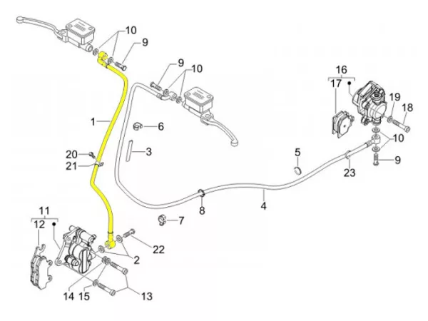 Brake hose, front -PIAGGIO- Vespa GT 250 i.e. 60 (ZAPM451), GTV 125 (ZAPM313), GTV 300 (ZAPM452), GTV 250 i.e. (ZAPM451)