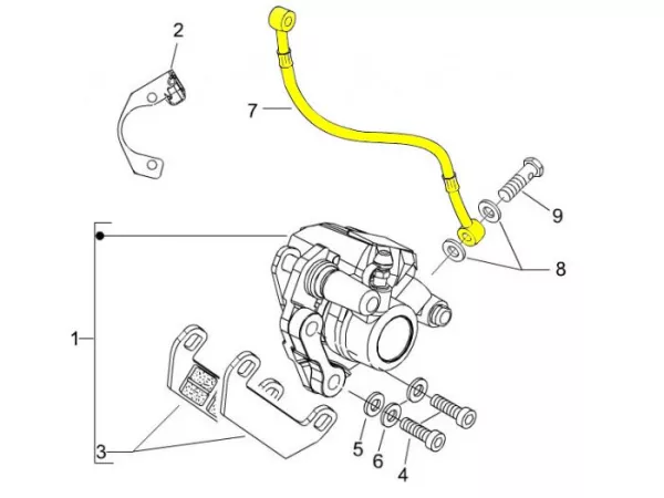 Latiguillo de freno delantero -PIAGGIO- Vespa LX 50 (ZAPC381, ZAPC383, ZAPC387), LX 125 (ZAPM441, ZAPM443, ZAPM681, ZAPM683), LX 150 (ZAPM442, ZAPM444)