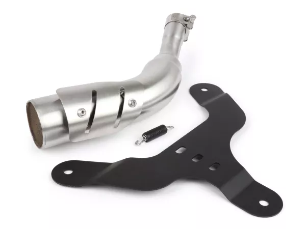 Coude échappement et patte fixation -REMUS slip on- Vespa GTS 300 ie Super (2017-), GTV300ie SeiGiorni (2017-)