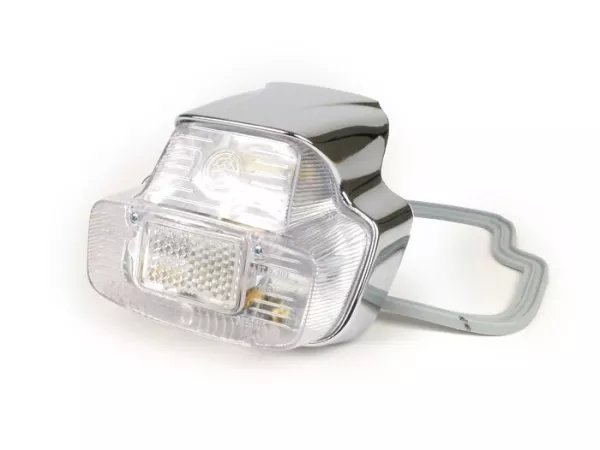 Taillight -BOSATTA Vespa vintage- plastic large - Vespa 125 VNB (VNB6T), GL (VLA1T), Sprint (VLB1T till no. 025478), SS180 (VSC1T till no. 0018000) - Chrome / white