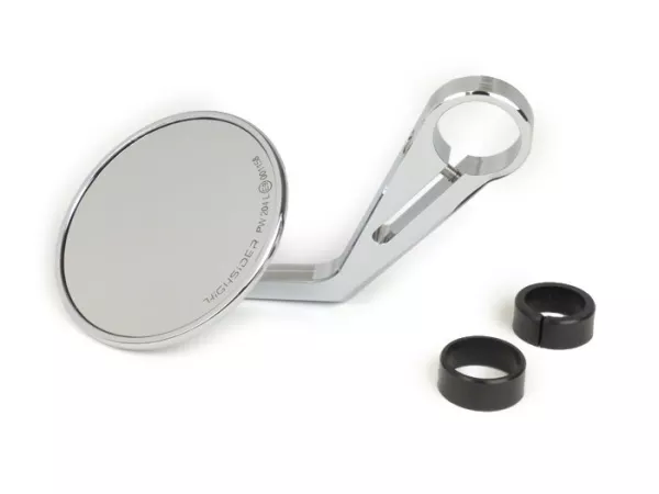 Spiegel -HIGHSIDER Montana (E-merk)- CNC-stuuruiteinden- Ø=102mm - chroom