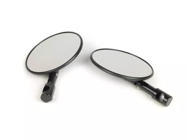 Spiegelset -CNC-stuureinden- Ø=100mm, verstelbaar - zwart