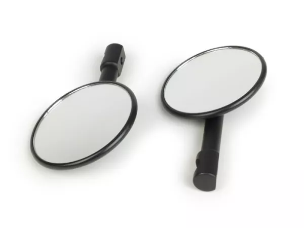 Spiegelset -CNC-stuureinden- Ø=80mm, convex - zwart