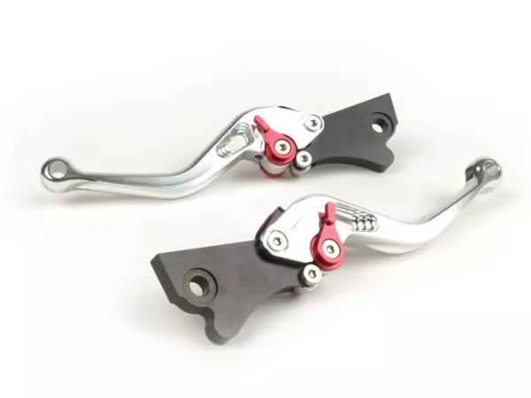 Juego de manetas de freno -PM TUNING Sport, regulables- Vespa GT, GTL, GTS 125-300 - Plata