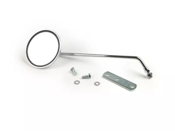 Mirror -VICMA chrome, round, with E-mark- all classic Vespa models - support for handlebar incl. - left hand side