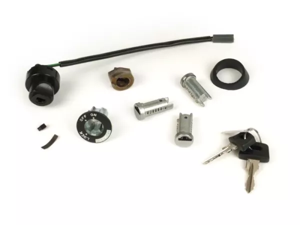 Juego de cerradura de dirección / cerradura de encendido -VESPA- Vespa PK50 (V5X1T), PK50S (V5X2T), PK50S Lusso (V5X2T), PK50XL (V5X1T, V5X3T), PK80S (V8X5T), PK80S Lusso (V8X5T), PK125S (VMX5T), PK125XL (VMX6T), PX80 Lusso (1984-) (V8X1T), PX125 Lusso (1