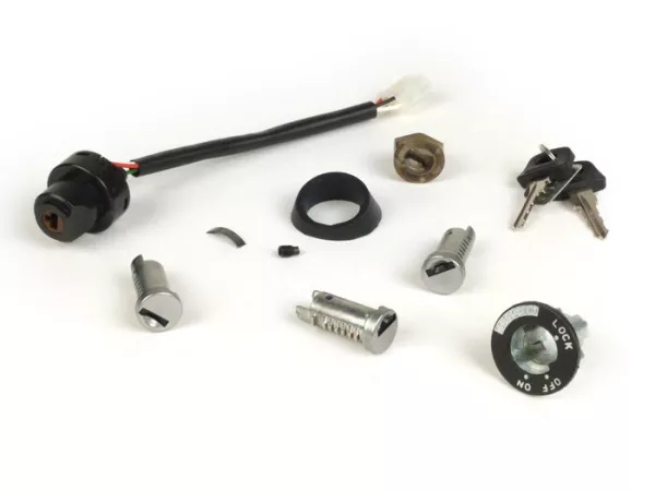 Juego de cerradura de dirección / cerradura de encendido -VESPA- Vespa PK50S Elestart (V5X2T), PK50S Lusso Elestart (V5X2T), PK50XL Elestart (V5X3T), PK80S Elestart (V8X5T), PK50S Automatic (VA51T), PK50S Automatic Elestart (VA51T), PK80S Automatic Elesta