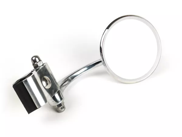 Mirror -STADIUM leg shield clamp mirror - Vespa/Lambretta classic - stainless steel/aluminium, round - left