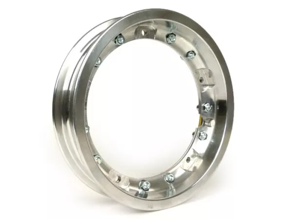 Roda -PINASCO, V2.0, tubeless 2.10-10 inci aluminium, split- Vespa (tipe PX) - Vespa Smallframe V50, 50N, Special, PV, ET3, PK50-125 (S/XL/XL2), Largeframe PX, T5, Sprint, Rally, GT/GTR, LML Star, Deluxe - aluminium yang dipoles