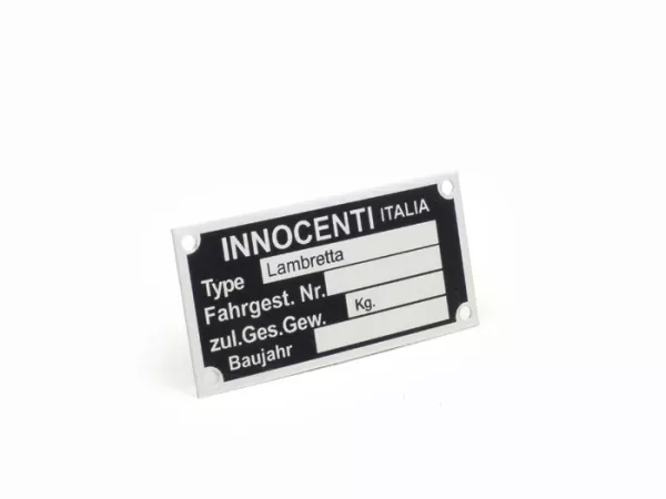 Papan nama -JOCKEYS- Lambretta Innocenti Italia (55x27x0,5mm)