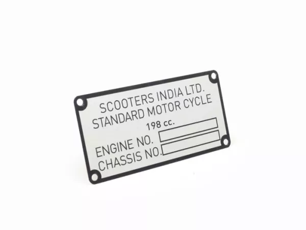Papan nama -JOCKEYS- Scooters India Ltd Lambretta GP 200 (81,5x40x0,5mm)