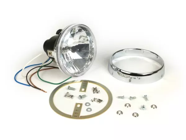 Juego de faros cristal transparente -JOCKEYS 12V 35/35W HS1 (H4)- Lambretta LI (Serie 1), TV (Serie 1)