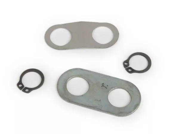 Special spring clip + fixing plate + 2 x seegers set for brake shoes -LAMBRETTA- LI, LIS, SX, TV (series 2, series 3)