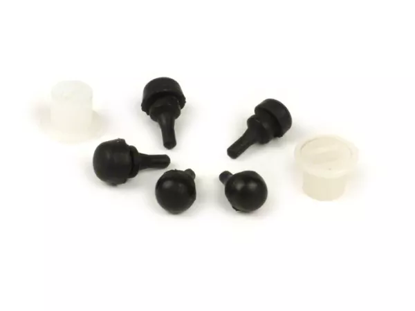 Gummipuffer-Set Seitenklappe inkl. Hülsen für Seitenklappenaufhängung - Nupsi -VESPA- V50, V90, SS50, SS90, PV125, ET3 - grosse Seitenklappe