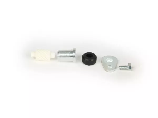 Snelheidsmeter worm set -OEM KWALITEIT- Vespa 12 tanden, l=27mm, 2.7mm vierkant, wit (gebruikt in Vespa PX (tot 1984))