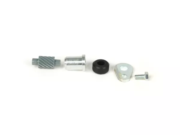 Snelheidsmeter worm set -OEM KWALITEIT- Vespa 12 tanden, l=28mm, 2.7mm vierkant, grijs (gebruikt in Vespa PX Lusso (1985-1997), T5 125cc, Cosa)