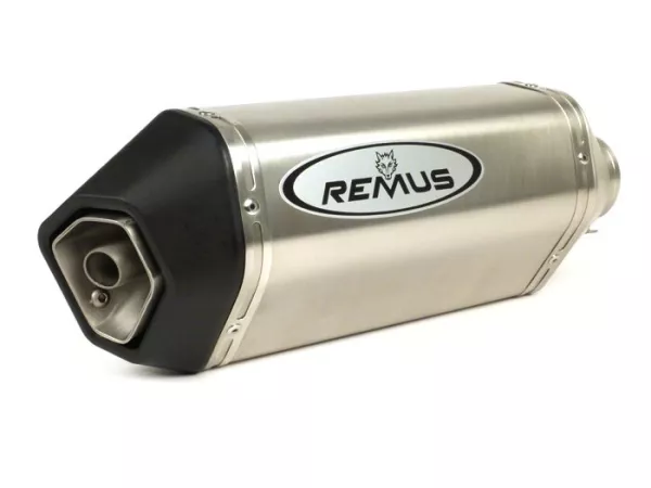 Silenziatore posteriore -REMUS- Ø=55mm, Euro3 (-2016) - Vespa LX 125-150ie 3V, Vespa S 125-150ie 3V, Vespa Primavera 125-150ie 3V, Vespa Sprint 125-150ie 3V, Vespa 946 - Acciaio inox argento