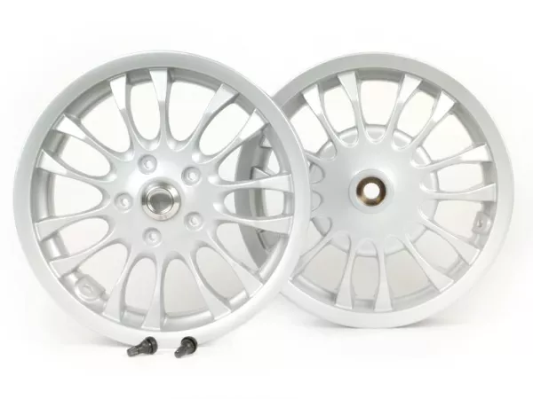 Fälgsats -PIAGGIO 3.00-12 tum - 10 ekrar- typ Sprint - passar Vespa Sprint 50 (ZAPC53101), Sprint 125, Sprint 150, Primavera 50 (ZAPC53100), Primavera 125, Primavera 150 - Silver
