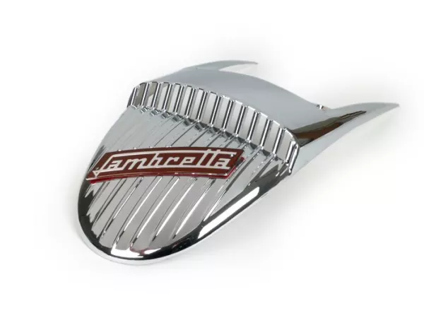 Spatbord sierplaat -VIGANO STYLE- Lambretta LI (Serie 1-2), TV (Serie 1-2) - chroom / rood
