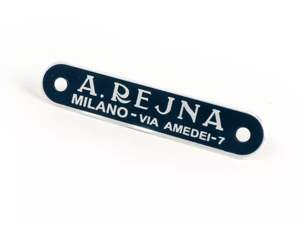 Schriftzug Sitzbank Vespa und Lambretta -SELLERIA TREZZI- A. Rejna (Milano - Via Amedei 7) - blau