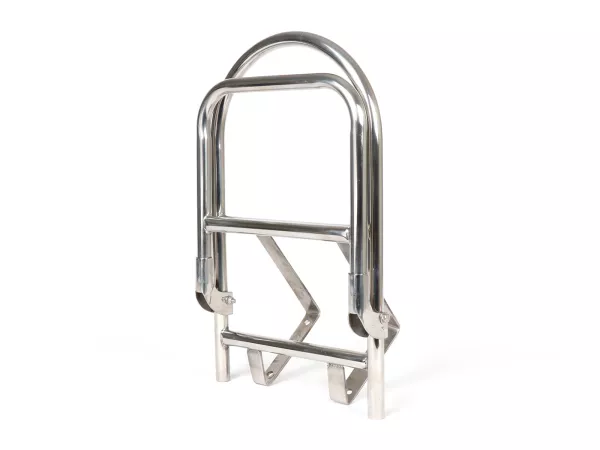 Rear rack, fold down -ULMA Style- Lambretta LI (Serie 3),LI S, SX, TV (Serie 3), DL, GP - stainless steel
