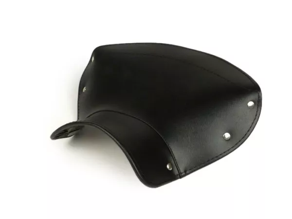 Saddle cover -LAMBRETTA front or rear- C, LC, D, LD - black (triangular shape)