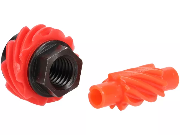 Snelheidsmeter worm set -BGM ORIGINELE- Vespa 10 tanden, Ø=22.8mm, kunststof + 8 tanden, l= 31mm, 2.7mm vierkant, rood (gebruikt in Vespa V50, V90, PV125, ET3)