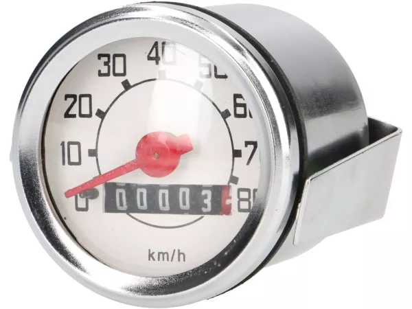 Velocímetro -CALIDAD OEM- Vespa V50 Ø=48mm - 80km/h (esfera blanca, cifras negras)