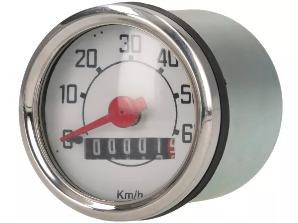 Velocímetro -OEM QUALITY- Vespa Ciao, V50 Ø=48mm - 60km/h (esfera blanca, dígitos negros)