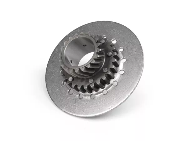 Piñón de embrague - CALIDAD OEM, Vespa tipo 6 muelles (PX80, PX125, PX150)- para rueda primaria original (dentado helicoidal) 67/68 dientes - 20 dientes (altura total 32,5mm, altura piñón 11mm)