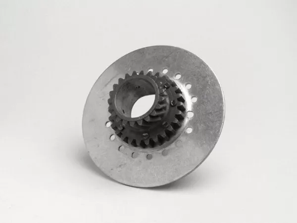 Koppelingspignon -OEM KWALITEIT, Vespa type 7 veren voor origineel primair wiel (schuine vertanding) 67/68 tanden - 21 tanden (origineel gebruikt in Cosa125, Cosa200)