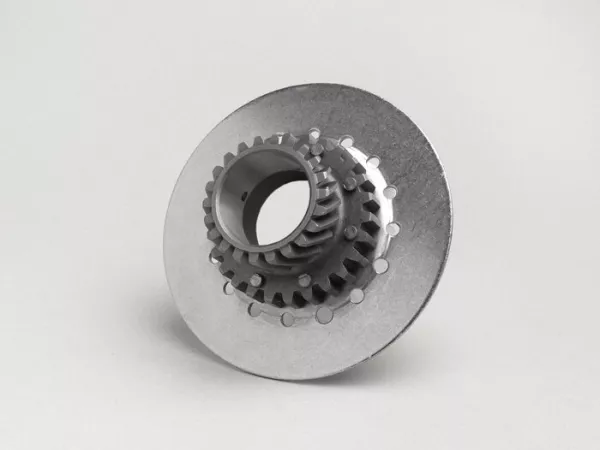 Piñón de embrague - CALIDAD OEM, Vespa tipo 6 muelles (Ø108mm, VNB4, VNB5, VNB6, GT125, GTR125, Super, TS125, VBB2T, GL125, GL150, Sprint125, Sprint 150, Super125, Super150)- 22 dientes (altura total 34.0mm, altura piñón 12mm