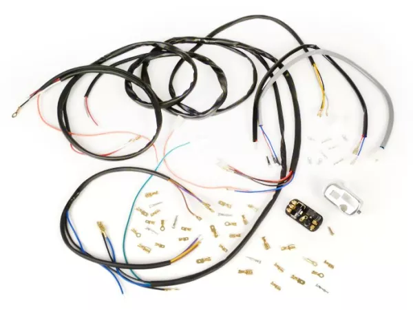 Conversie kabelboom set (incl. lichtschakelaar) -BGM PRO, Vespa AC Conversie naar elektronische ontsteking (Vespatronic) - Vespa Smallframe V50, 50N, PV125, ET3, Vespa Largeframe Sprint, Rally, TS, GT, GTR, GL, Super, GS160, SS180, VNA, VNB, VBA, VBB