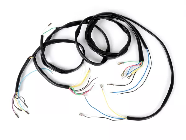 Kabelboom -PIAGGIO (NOS)- Vespa GT 125 (VNL2T, 30001-), Sprint 150 (VLB1T, 025401-), Super 125 (VNC1T), Super 150 (VBC1T, -251419), GL 150 (VLA1T) - Claxonschakelaar contactor (zonder batterij) - heeft ronde stekker voor koplampaansluiting