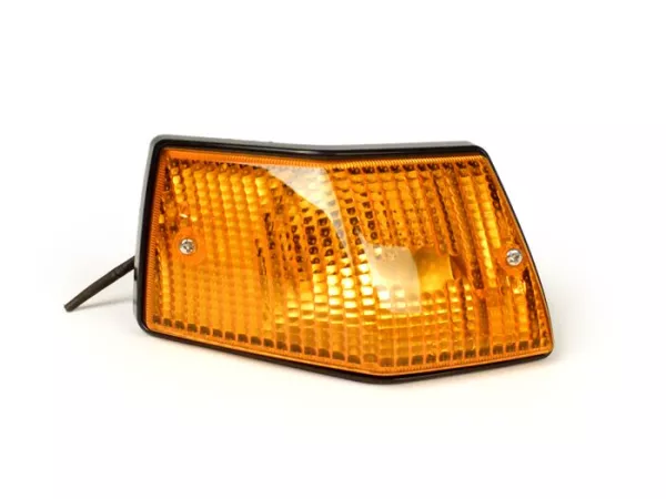 Indicator -SIEM- Vespa PX80, PX125, PX150, PX200, T5 125cc - zwarte behuizing - oranje lenzen - linksachter