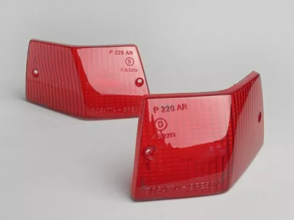 Paire cabochons clignotants -BOSATTA- Vespa PX80, PX125, PX150, PX200, T5 125cc - arrière - rouge