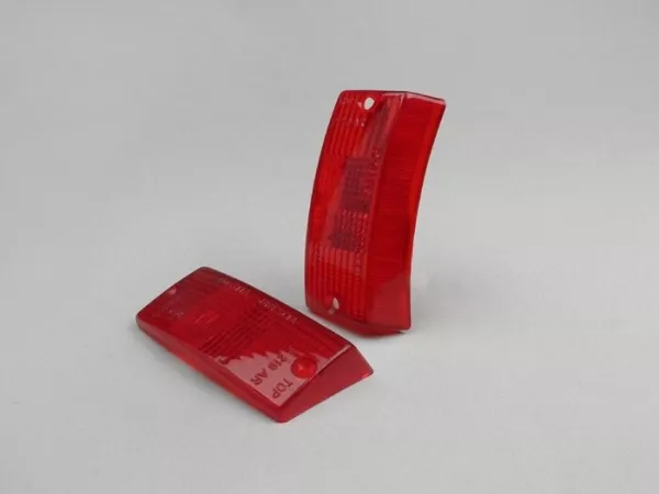 Paire cabochons clignotants -BOSATTA- Vespa PX80, PX125, PX150, PX200, T5 125cc - avant - rouge