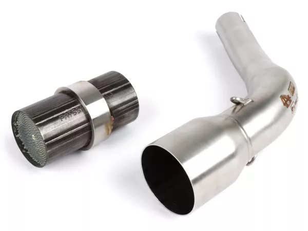 Colector de escape- FLECHA- 'Catalizador'- Vespa GTS300 (ZAPM452), GTS es decir Super300 (ZAPM452), GTS 125i (ZAPM31300) 2008-2016, Vespa GTS 125i (ZAPMA3100) 2008-2016, Vespa GTS 125i (ZAPM45300) 2008-2016 Primavera 125 (ZAPM81100) 2014-2016, Vespa Prima