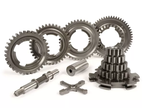 Gearbox termasuk poros bantu (pohon cemara), pemindah silang, gigi 1, 2, 3, 4 -BENELLI- Vespa Rangka Lebar 1955-1959 (V30-33, VM, VN, VL, VB1) - 13/56 - 13/40 - 17/37 - 20/34